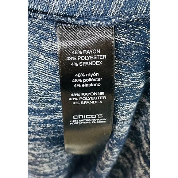 Weekends by Chicos Women Asymmetrical Knit Sweater Sz 3 Lightweight Blue Stretch - Picture 5 of 9